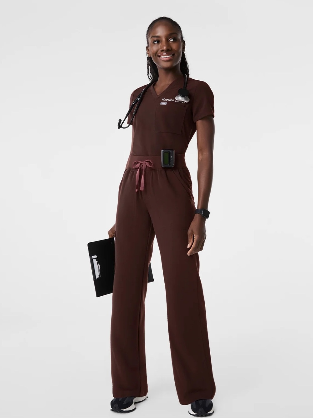 FIGS ESPRESSO Isabel High-Rise Wide-Leg Scrub Pant Women Size Small Regular NEW - Picture 2 of 11